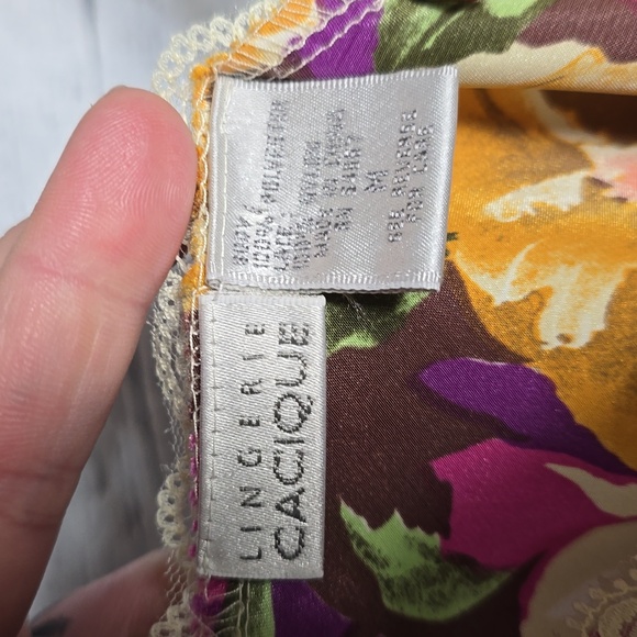 Vintage 1980's Cacique Lingerie Floral Lace Slip Dress Size Medium - Picture 9 of 9